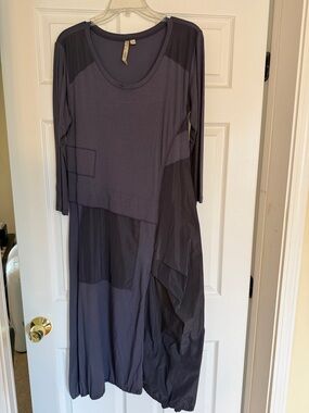 Comfy USA Layered Slate Maxi Dress in Charcoal Gray